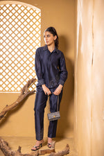 Load image into Gallery viewer, Dhara co-ord Set (Navy Blue)