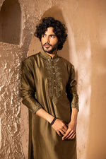 Load image into Gallery viewer, Tarang Olive Green Kurta Set