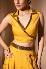 Load image into Gallery viewer, Vanika Slit Skirt and Blouse (Yellow)