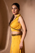 Load image into Gallery viewer, Vanika Slit Skirt and Blouse (Yellow)