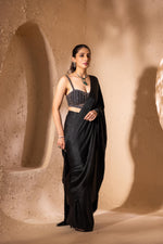 Load image into Gallery viewer, Amaya Corset Saree (Black)