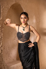 Load image into Gallery viewer, Amaya Corset Saree (Black)