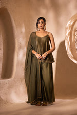 Load image into Gallery viewer, Surmayi Sharara Set Olive Green