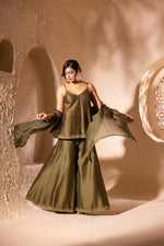 Load image into Gallery viewer, Surmayi Sharara Set Olive Green