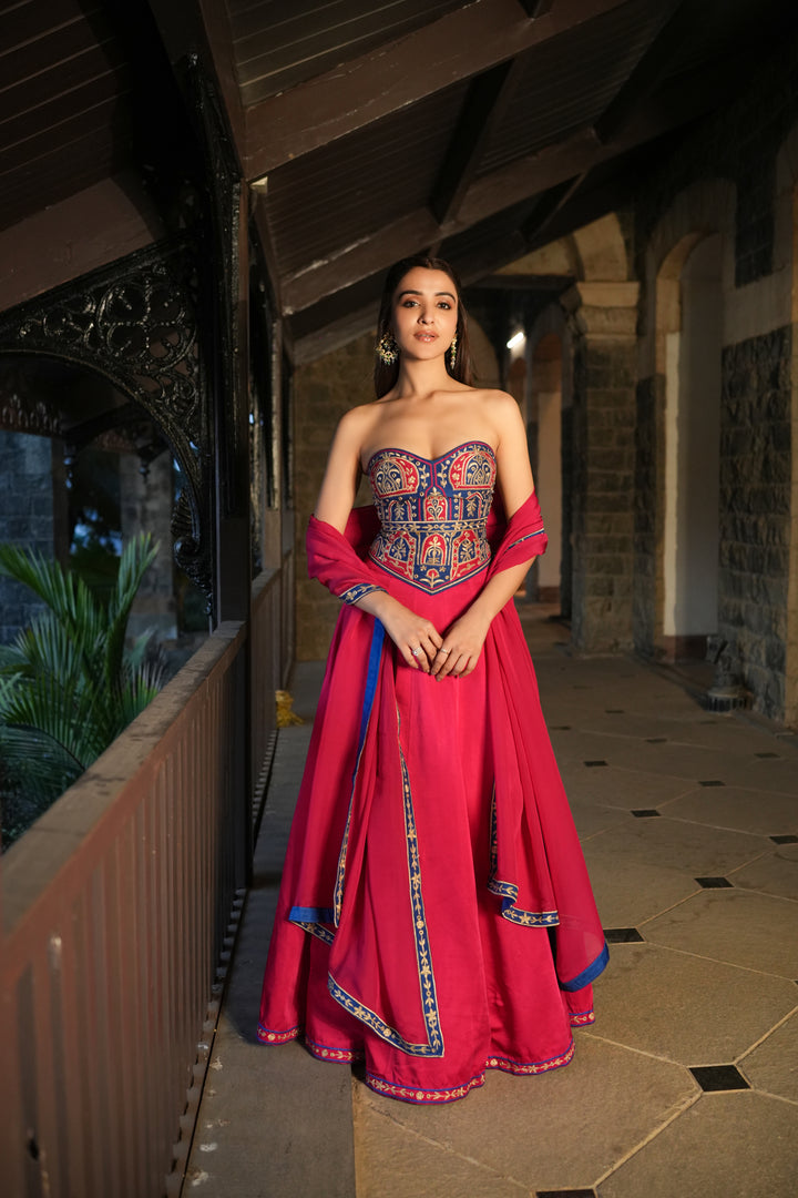 Anaya Pink Corset Lehenga