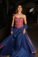 Load image into Gallery viewer, Anaya Blue Corset Lehenga