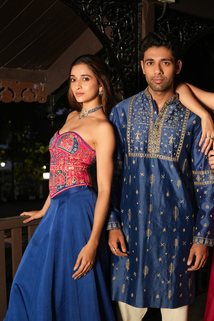 Anaya Blue Corset Lehenga