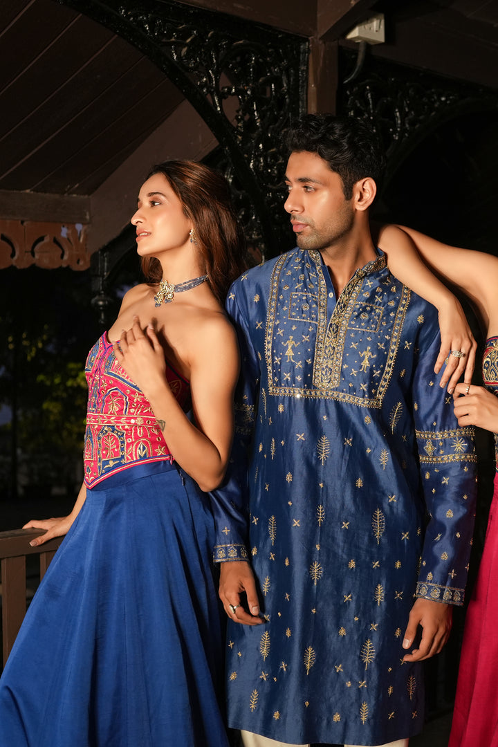 Anaya Blue Corset Lehenga