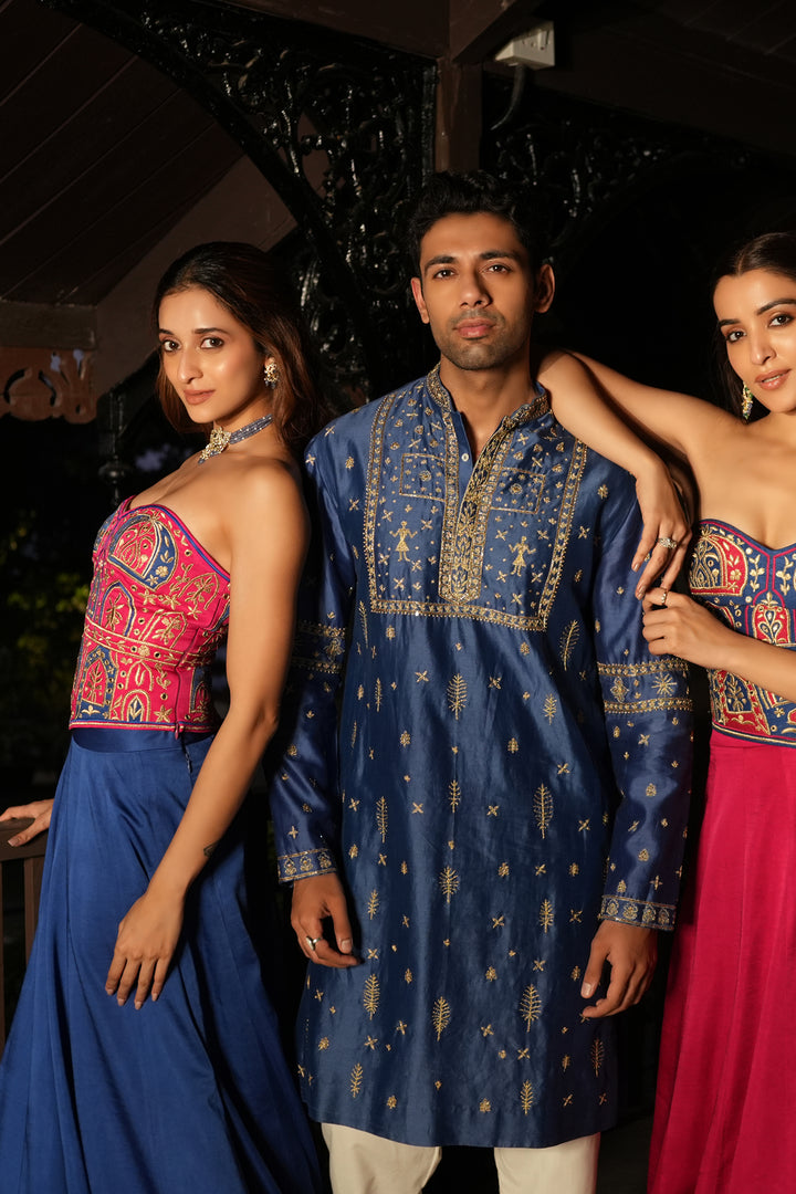 Anaya Blue Corset Lehenga