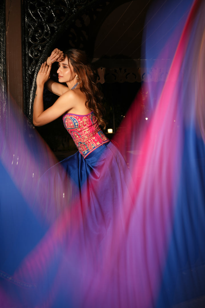 Anaya Blue Corset Lehenga
