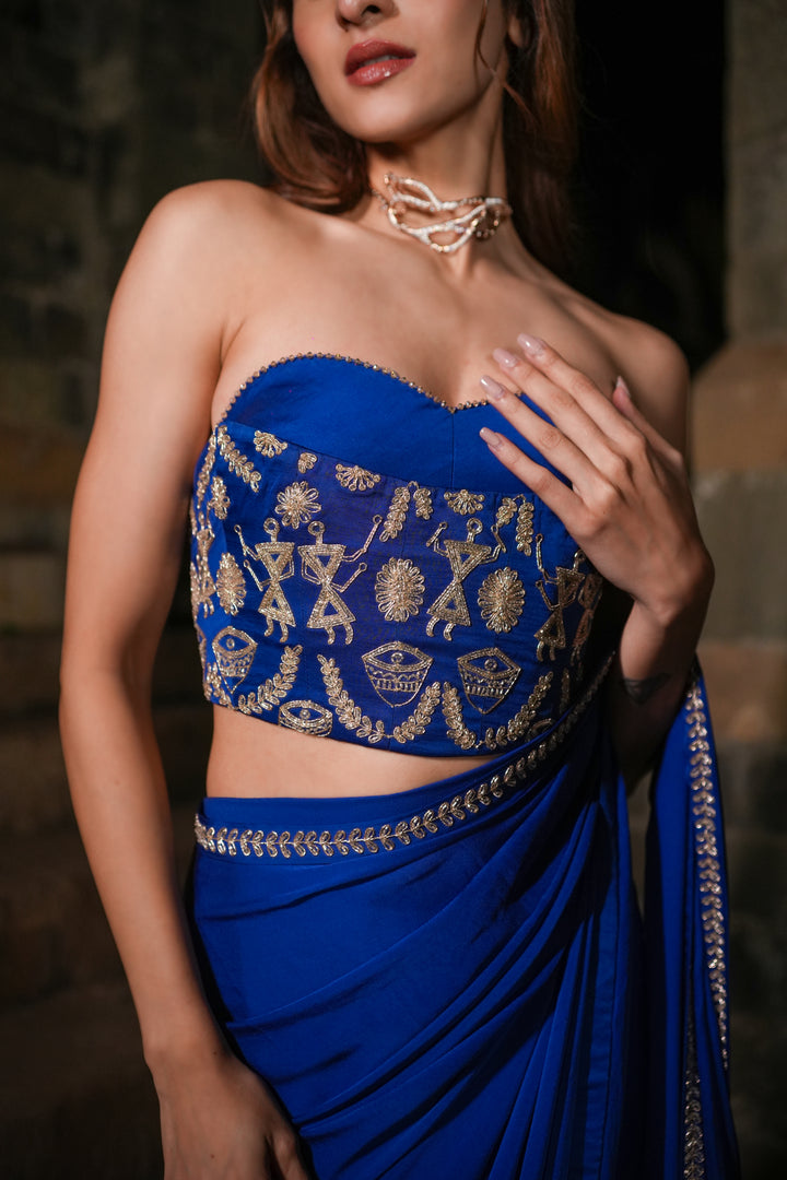 Eka Blue Corset Saree