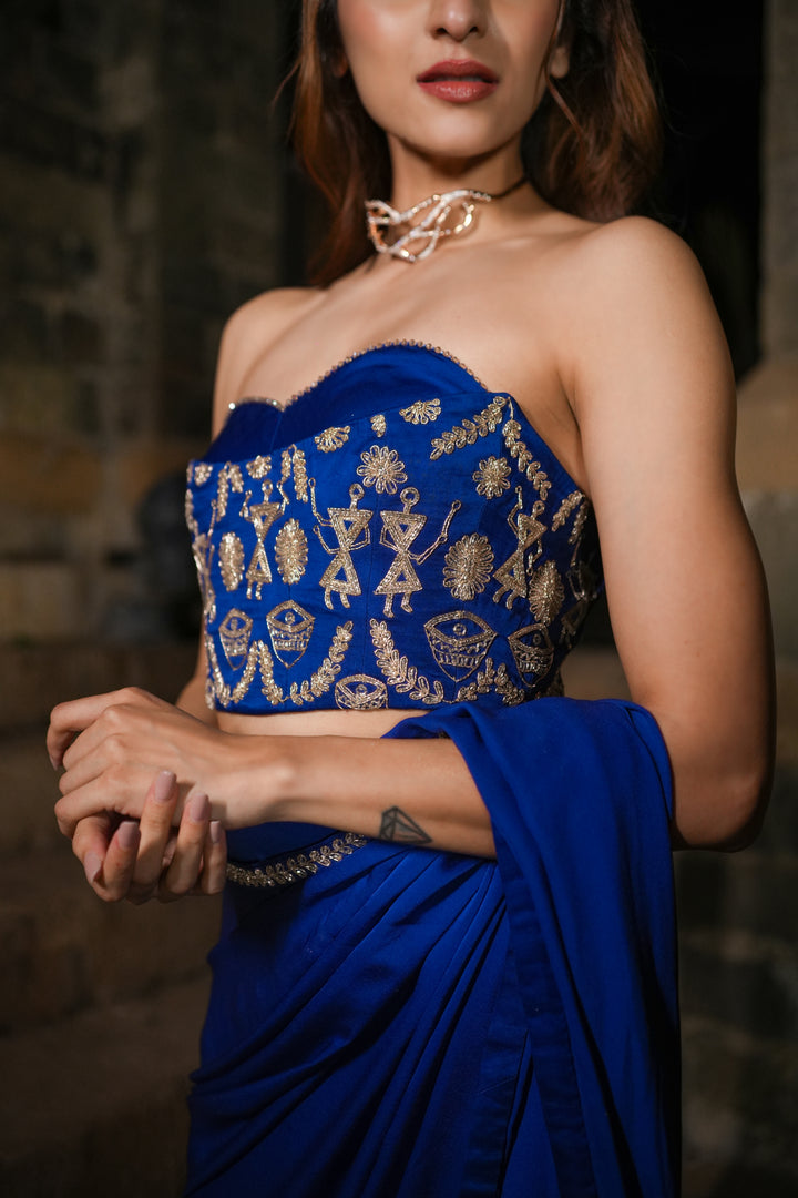 Eka Blue Corset Saree