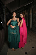 Load image into Gallery viewer, Elan Green Sharara Set