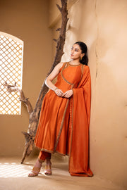 Lehar Anarkali Set (Rust)