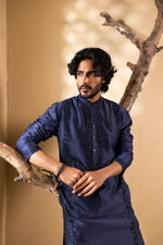 Load image into Gallery viewer, Navy Blue Patrika Kurta Set
