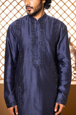 Load image into Gallery viewer, Navy Blue Patrika Kurta Set
