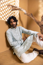 Load image into Gallery viewer, Vayu Sky Blue Mirror Embroidered Kurta Set
