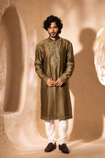 Load image into Gallery viewer, Tarang Olive Green Kurta Set

