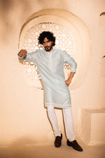 Load image into Gallery viewer, Neer Sky Blue  Pearl-Embroidered Kurta Set
