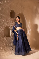 Load image into Gallery viewer, Iksar Lehenga Navy Blue
