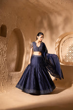 Load image into Gallery viewer, Iksar Lehenga Navy Blue
