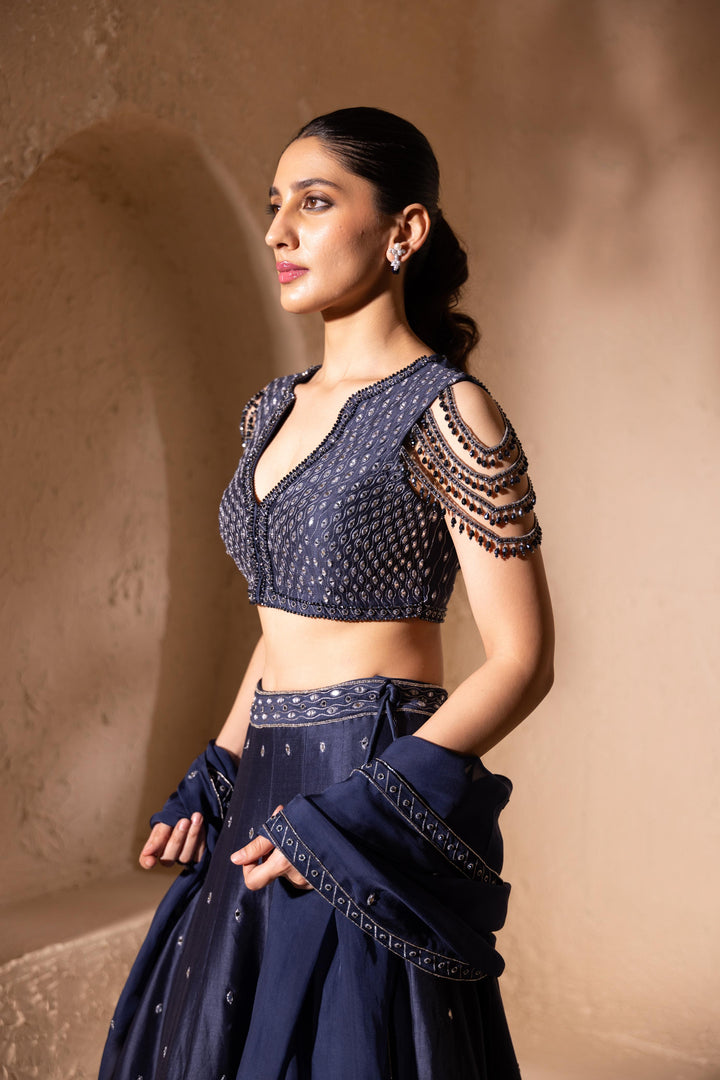 Iksar Lehenga Navy Blue