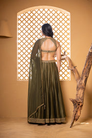 Ira Lehenga Set (Olive Green)