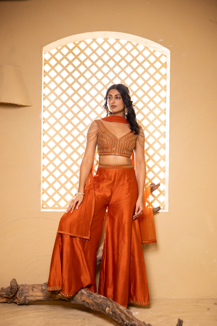 Aashay Sharara Set (Rust)