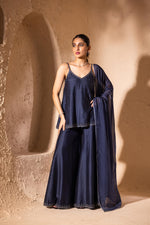 Load image into Gallery viewer, Surmayi Sharara Set (Navy Blue)
