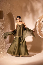 Surmayi Sharara Set Olive Green