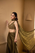 Load image into Gallery viewer, Aashay Sharara Set (Olive Green)
